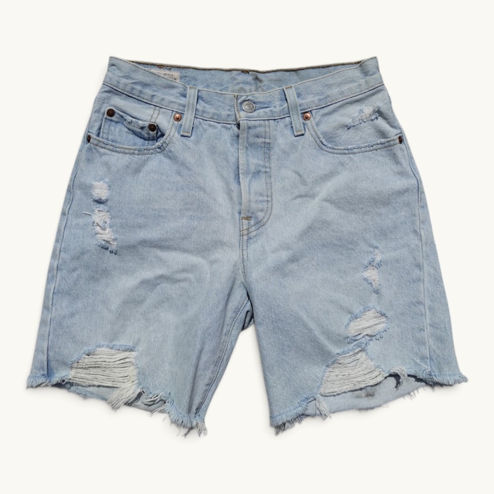 Levi's Premium 501 '90s Light Wash Distressed Denim Jorts W25